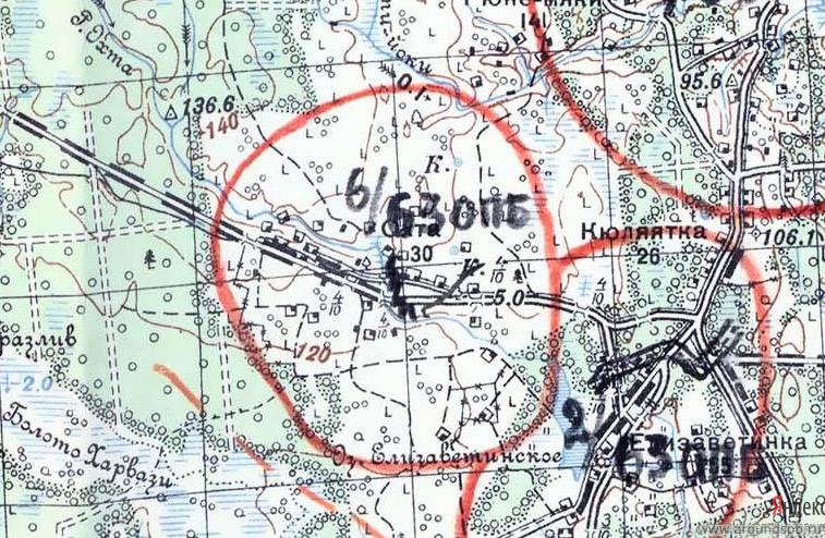 Схема расположения ОПАБов КаУРа осенью 1941 года