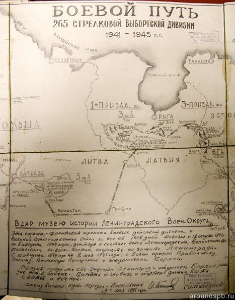 Схема боевого пути 265 стрелковой дивизии