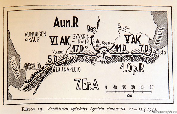 Наступление 7 ОА на Свеири. 1942