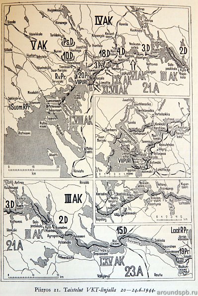 положение сил на Карельском перешейке 20-24 июня 1944